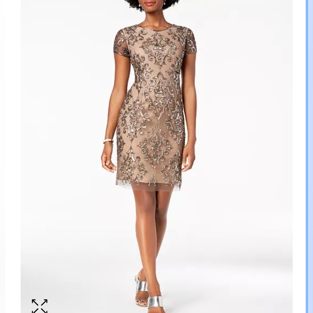 Adrianna Papell short fully beaded dress size 16 NWT